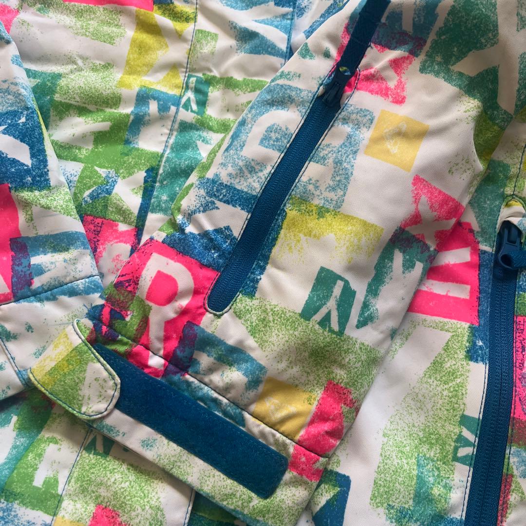 【美品】ROXYスキースノーボードウェア130140ピンク白キッズ青ジャケット