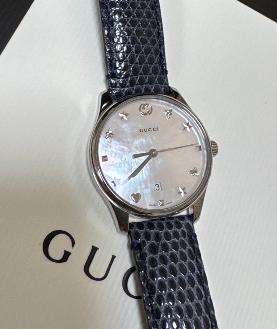 超美品 GUCCI 腕時計 /ネイビー レディース