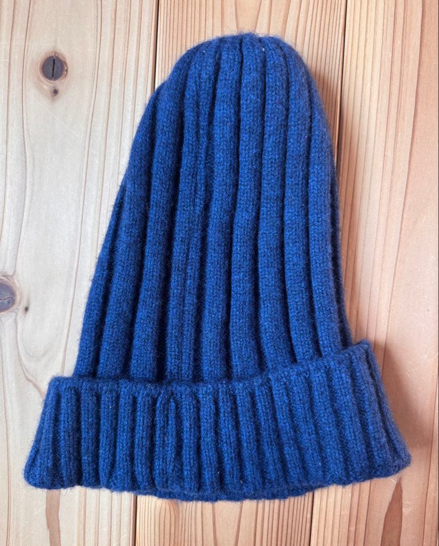 BOGEN ニット帽2点　①イカ帽　紫　②ウール　ネイビー