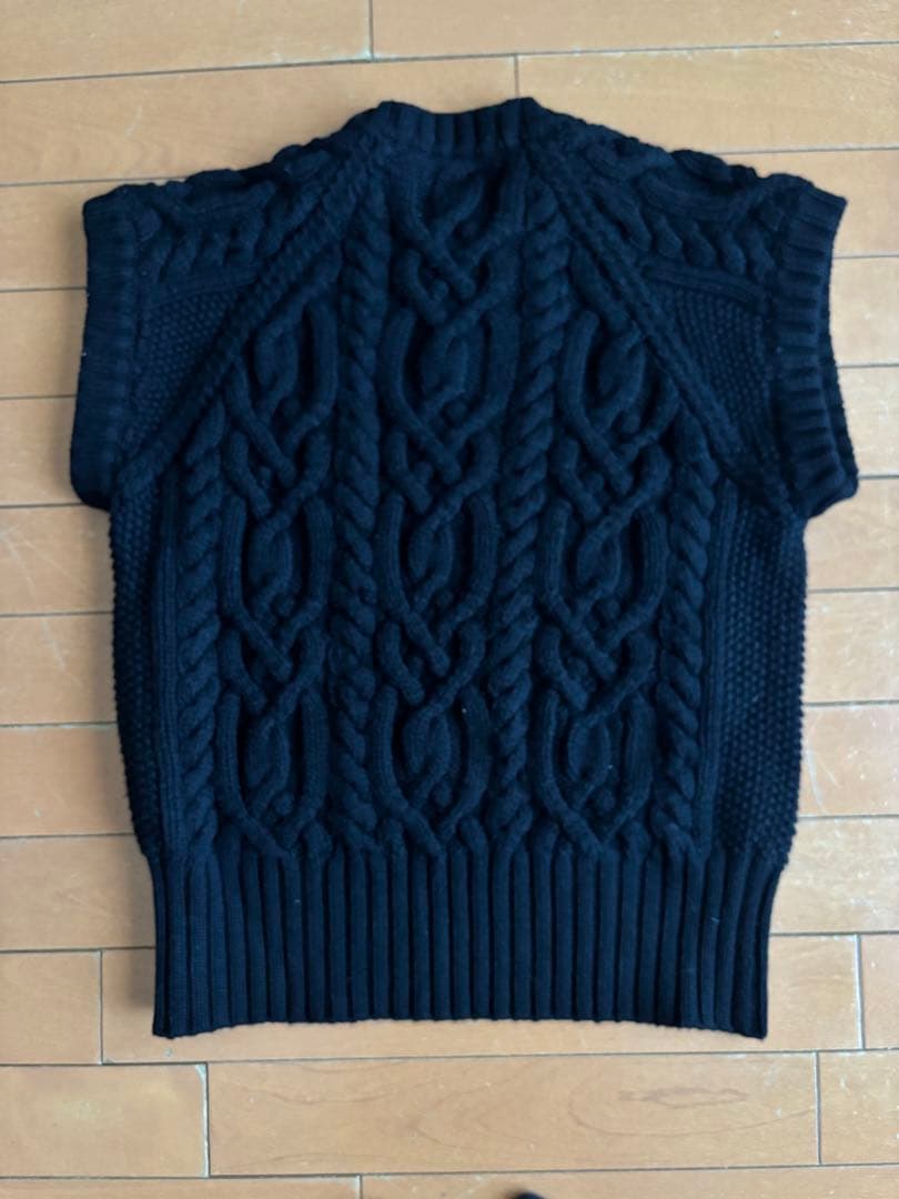 BLAMINK ブラック ケーブルニットベスト 38 ブラミンク　カシミヤ