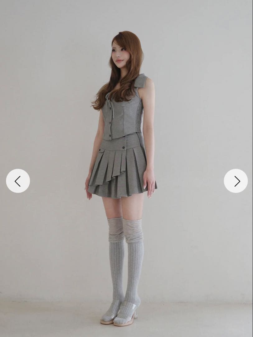 RANDY リボントリムビスチェ＆ダブルプリーツスカート