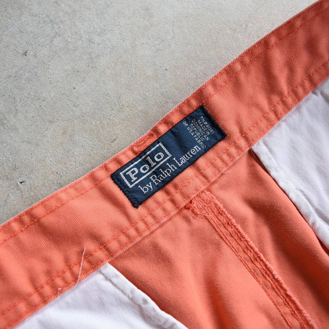 90s ラルフローレン カーゴショーツ レアカラー オレンジ ポロチノ W33