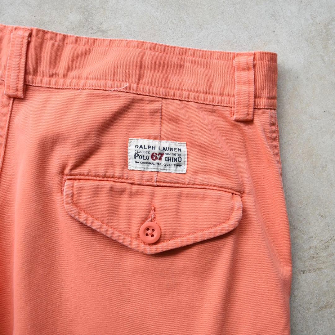 90s ラルフローレン カーゴショーツ レアカラー オレンジ ポロチノ W33