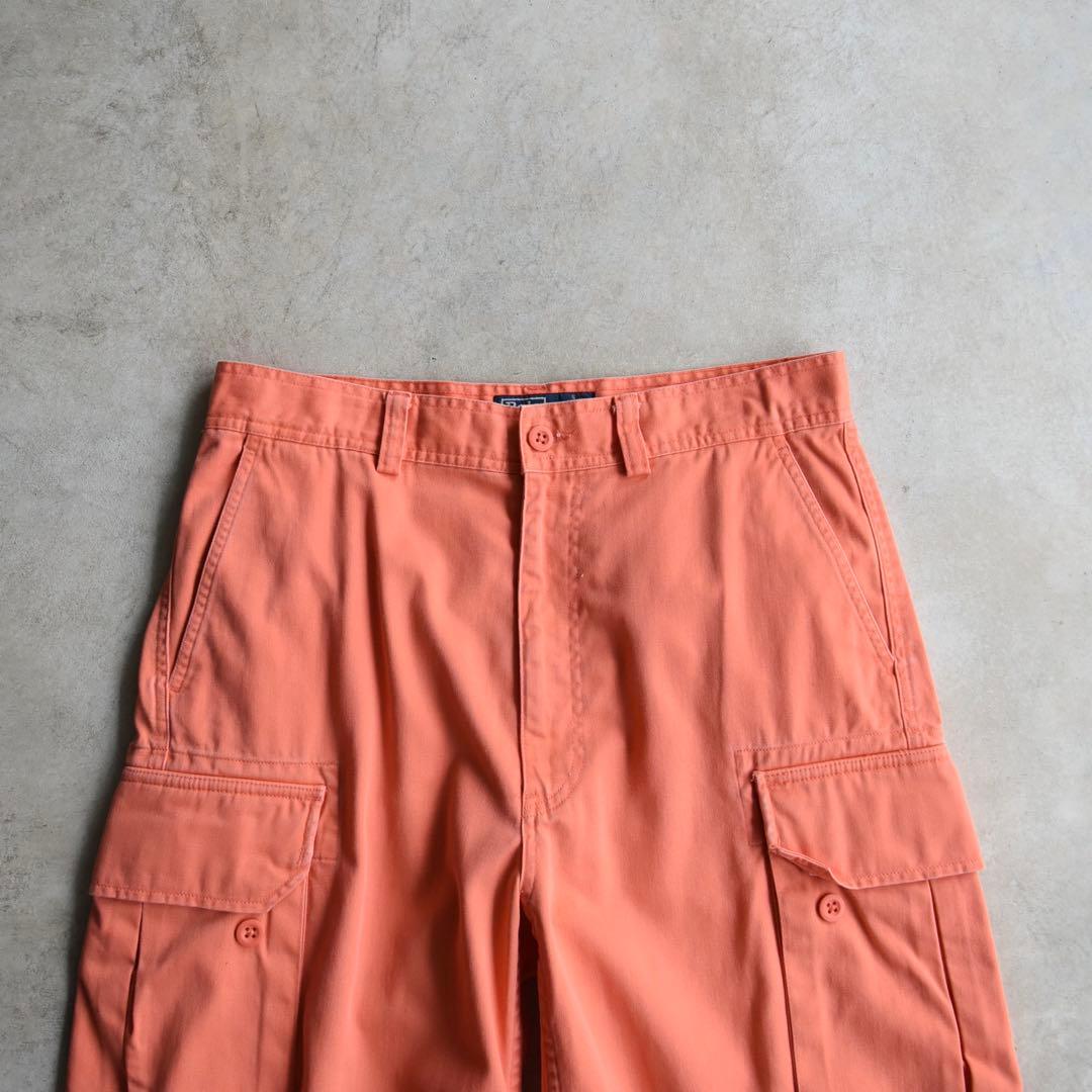 90s ラルフローレン カーゴショーツ レアカラー オレンジ ポロチノ W33
