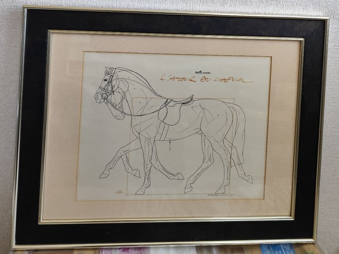 【Ange】　エルメス　馬　絵画 デッサンアート 美術　ヴィンテージ