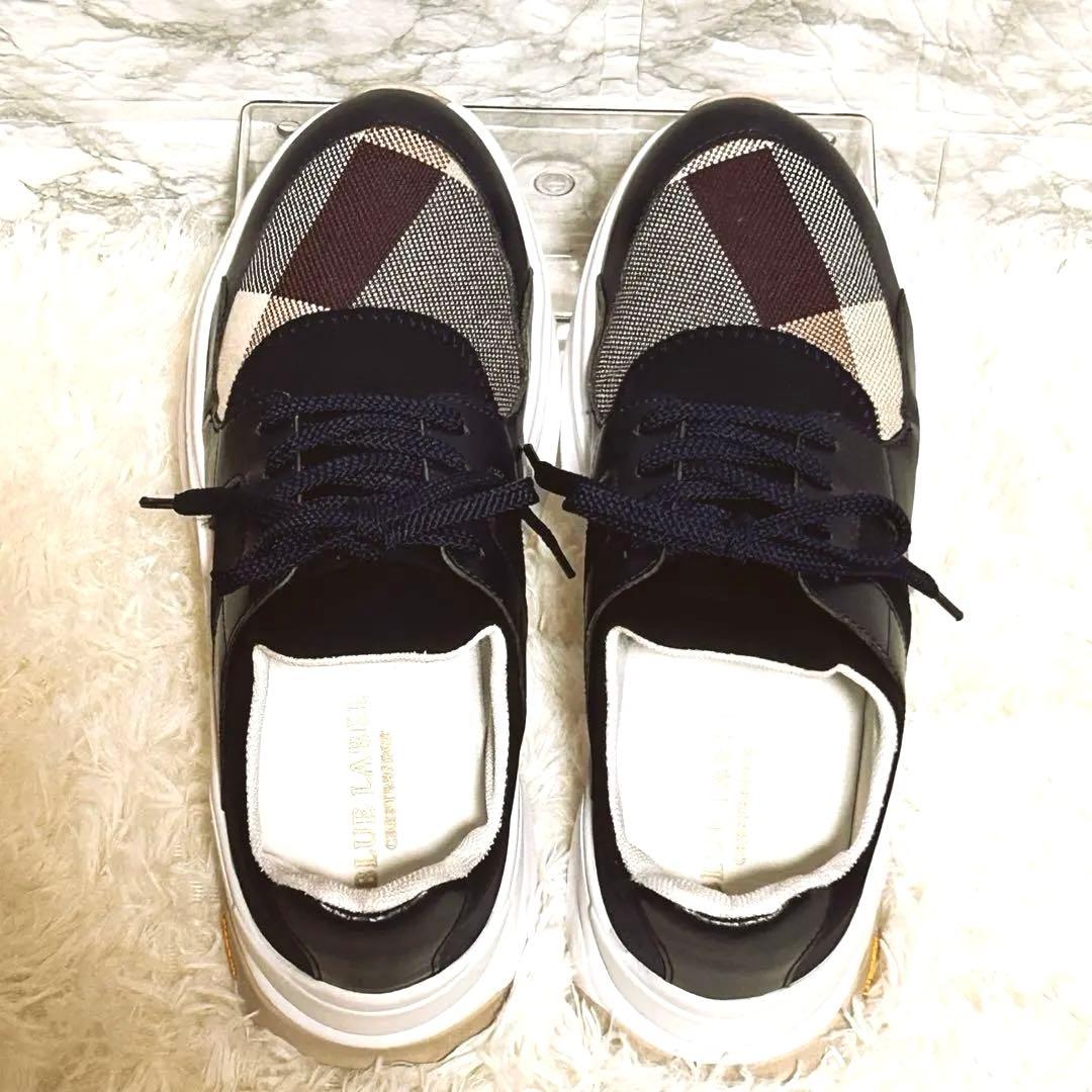 ブルーレーベル　ネイビークレストブリッジチェックスニーカー　日本製　サイズＬ