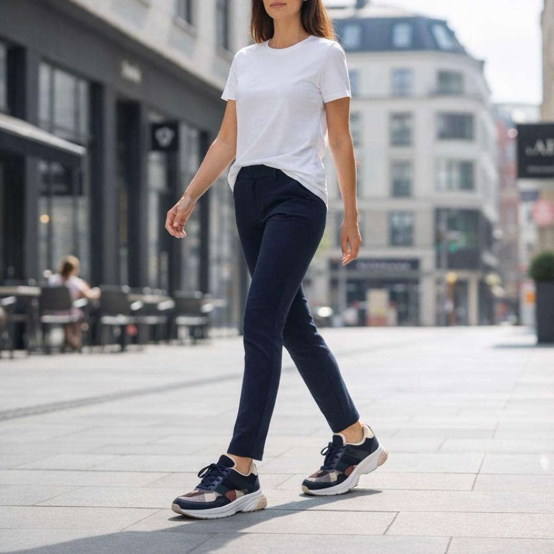 ブルーレーベル　ネイビークレストブリッジチェックスニーカー　日本製　サイズＬ