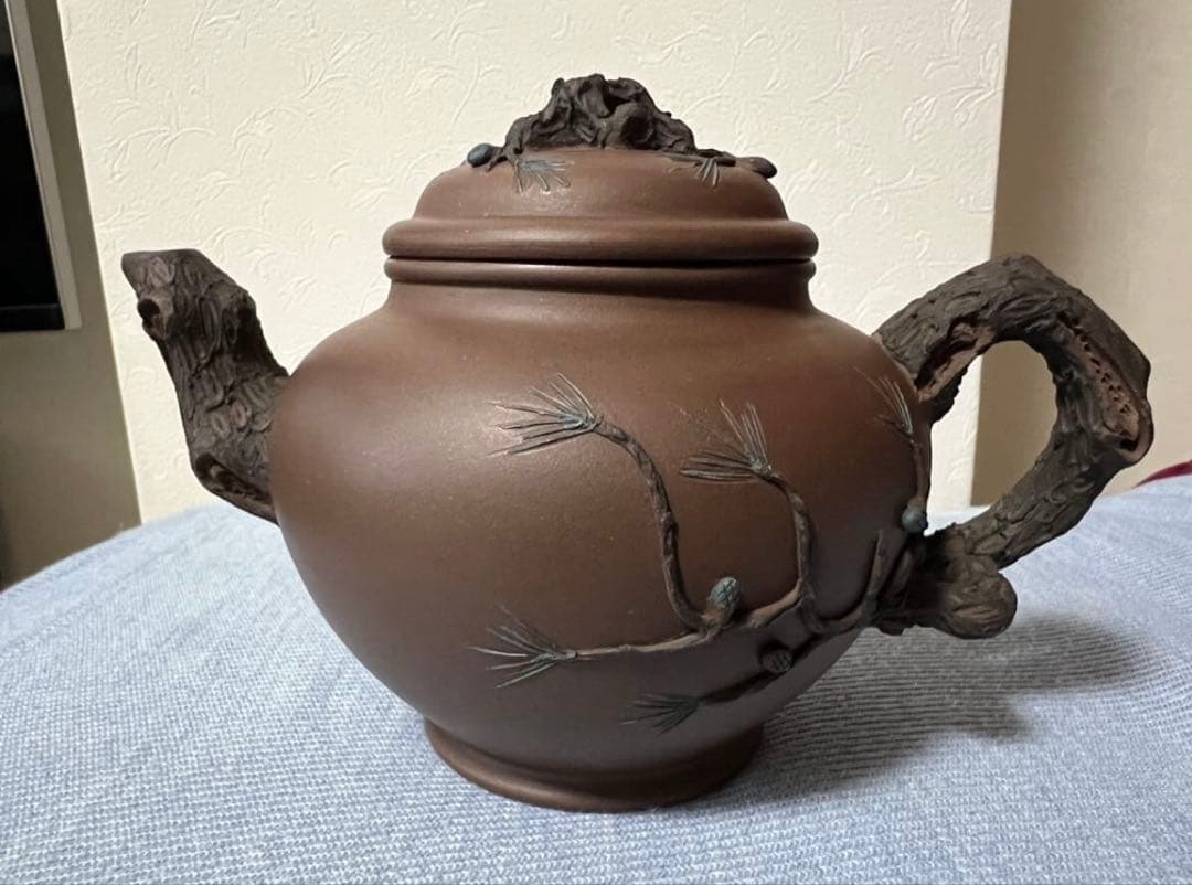 中国古玩 唐物 煎茶道具 松 紫泥 紫砂壷 茶壷 急須