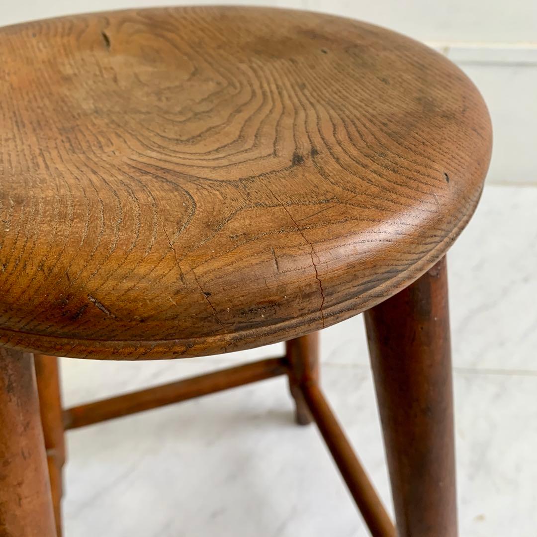 レトロな丸スツール 木製シンプルスツール 昭和レトロ