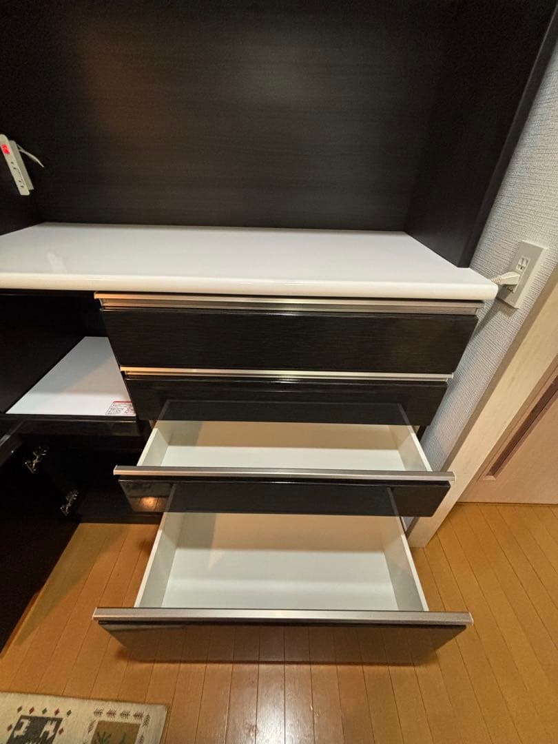 [値下げ]食器棚　キッチンボード(Nポスティア120KB BK）