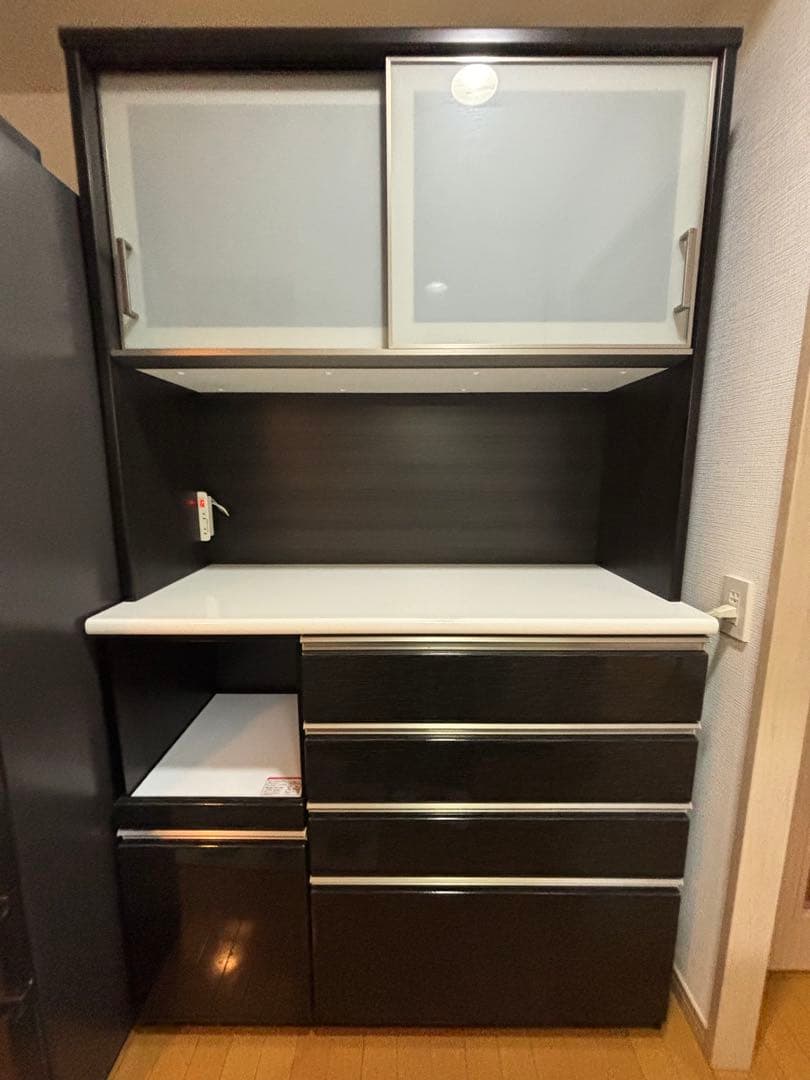 [値下げ]食器棚　キッチンボード(Nポスティア120KB BK）