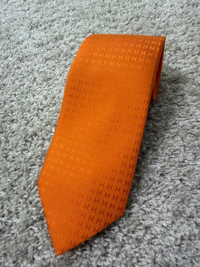 値下げ！HERMES オレンジ ネクタイ