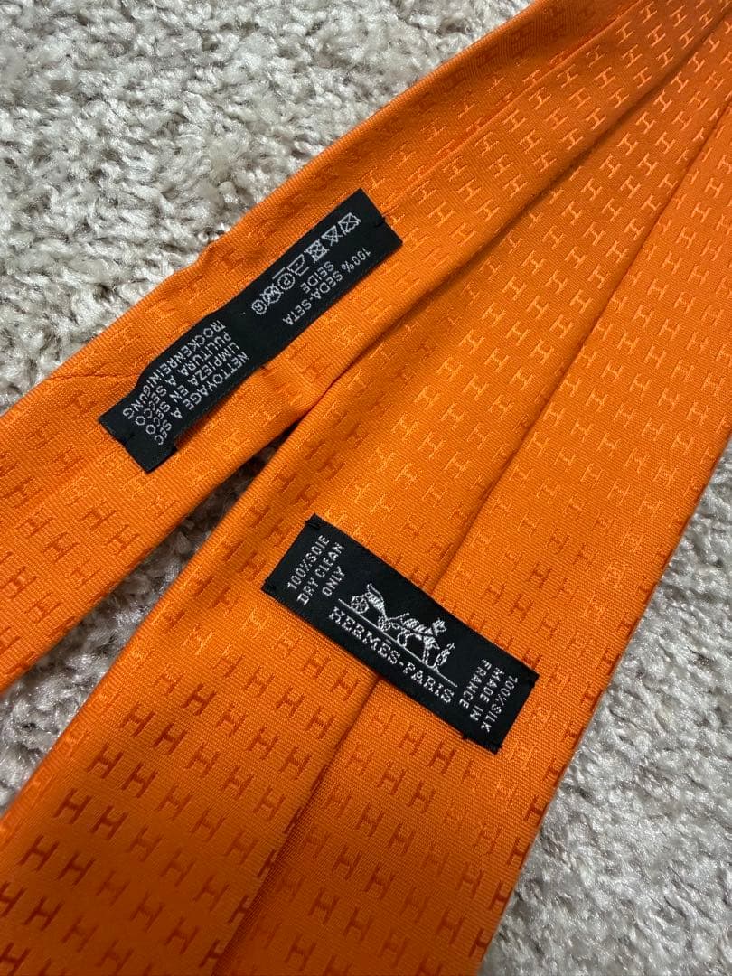 値下げ！HERMES オレンジ ネクタイ