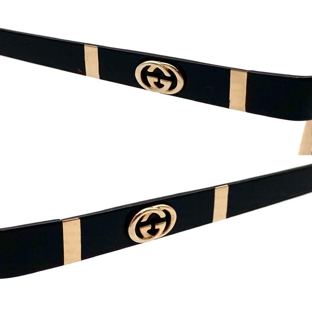 グッチ 眼鏡 伊達メガネ チタニウム ブラック シルバー 美品 80210