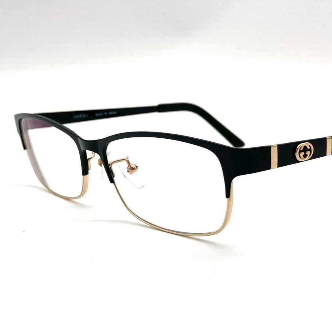 グッチ 眼鏡 伊達メガネ チタニウム ブラック シルバー 美品 80210