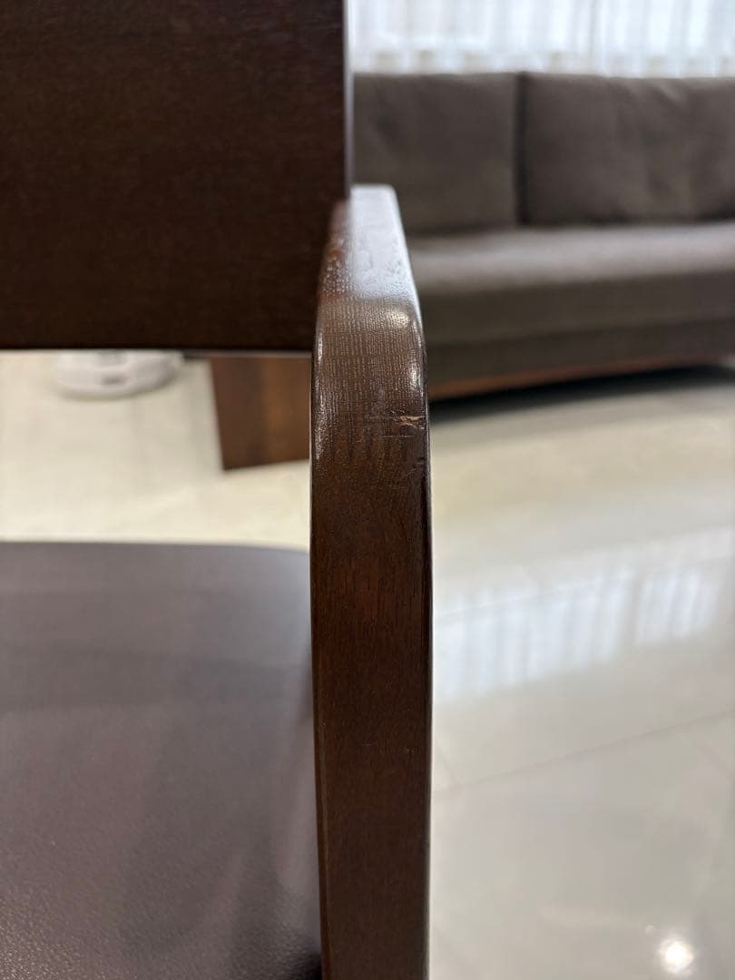 kitoco ダークブラウン 木製 アーム付き ダイニングチェア