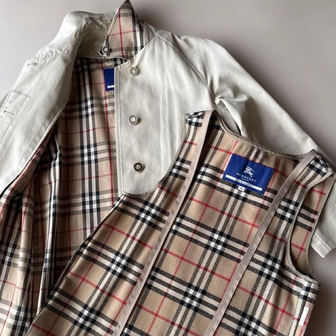 バーバリーBurberryライナー付きロングコート✨襟裏もノバチェック✨