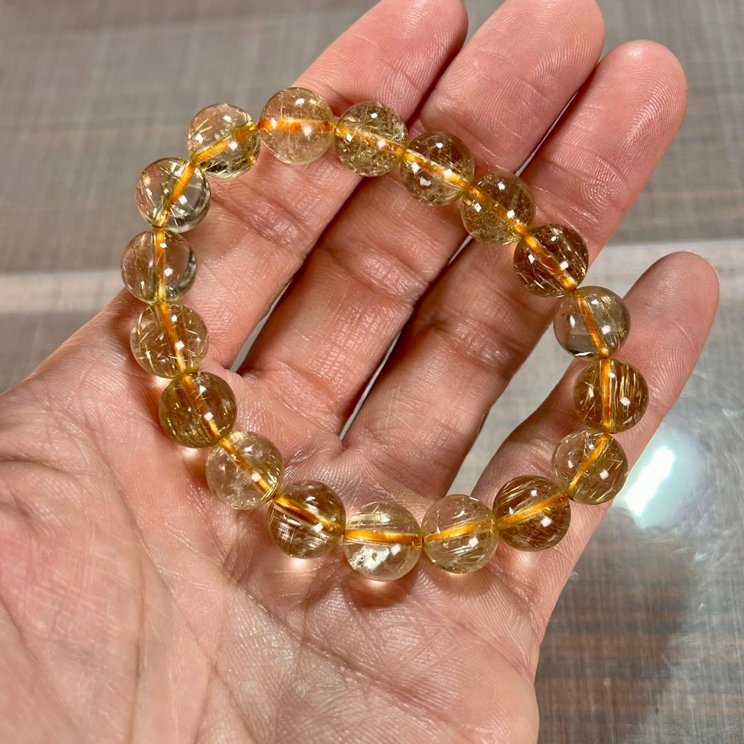 針多め　ゴールドルチルブレスレット　ルチルクォーツ　金運強 6-2