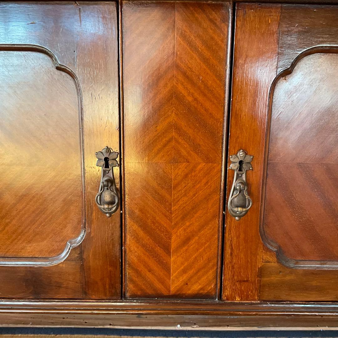 イギリス製 19世紀 アンティーク家具 ミラー付きキャビネット 猫足 約45万円