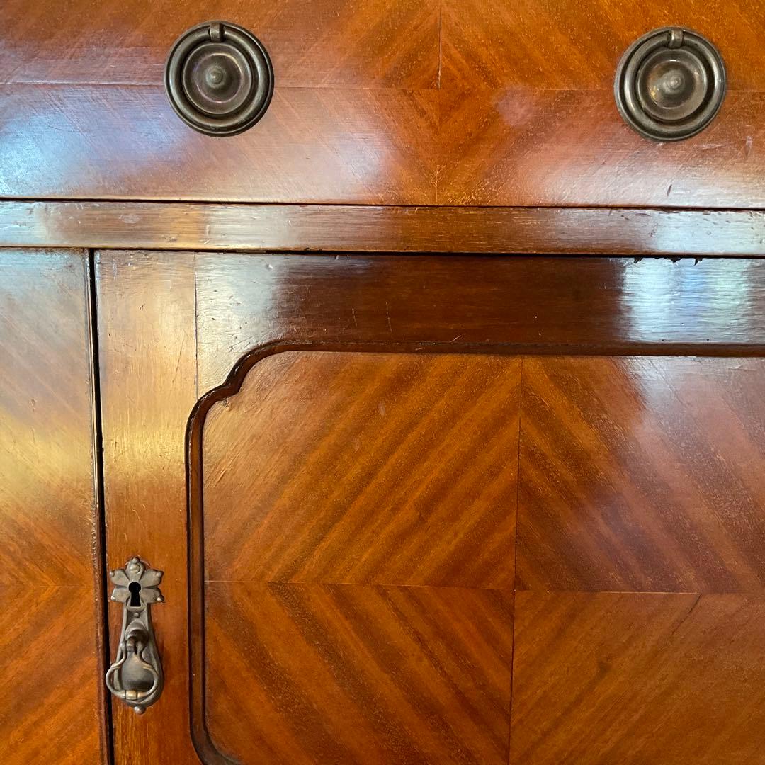 イギリス製 19世紀 アンティーク家具 ミラー付きキャビネット 猫足 約45万円