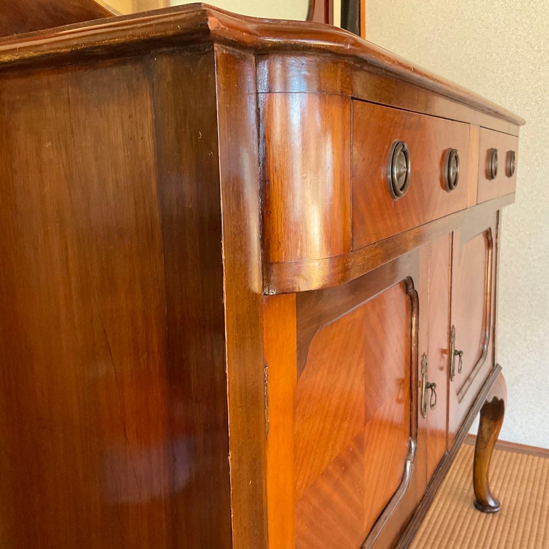 イギリス製 19世紀 アンティーク家具 ミラー付きキャビネット 猫足 約45万円