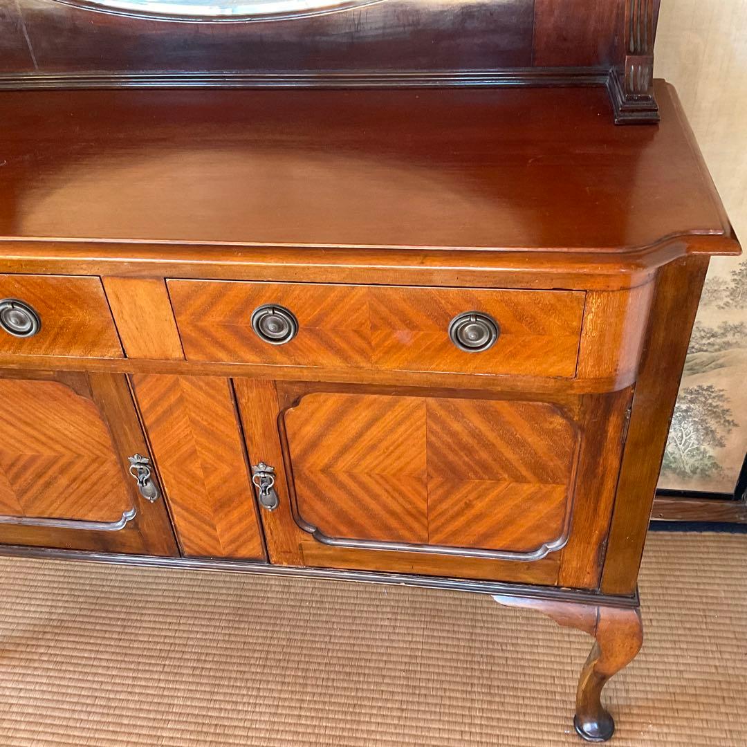 イギリス製 19世紀 アンティーク家具 ミラー付きキャビネット 猫足 約45万円