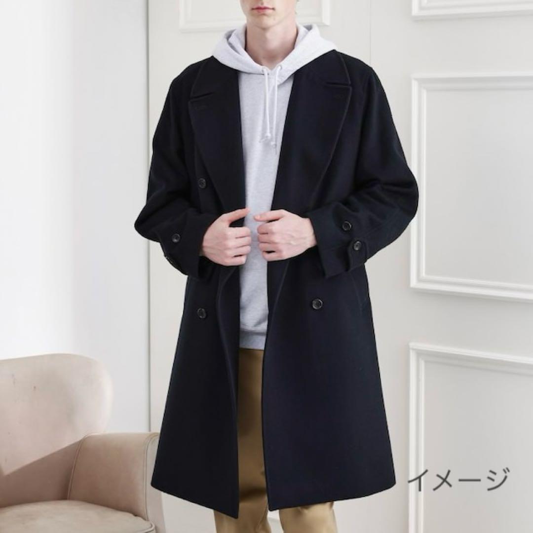 タケオキクチ　カシミヤ混　チェスターコート　ネイビー　サイズ3　L　アルスター