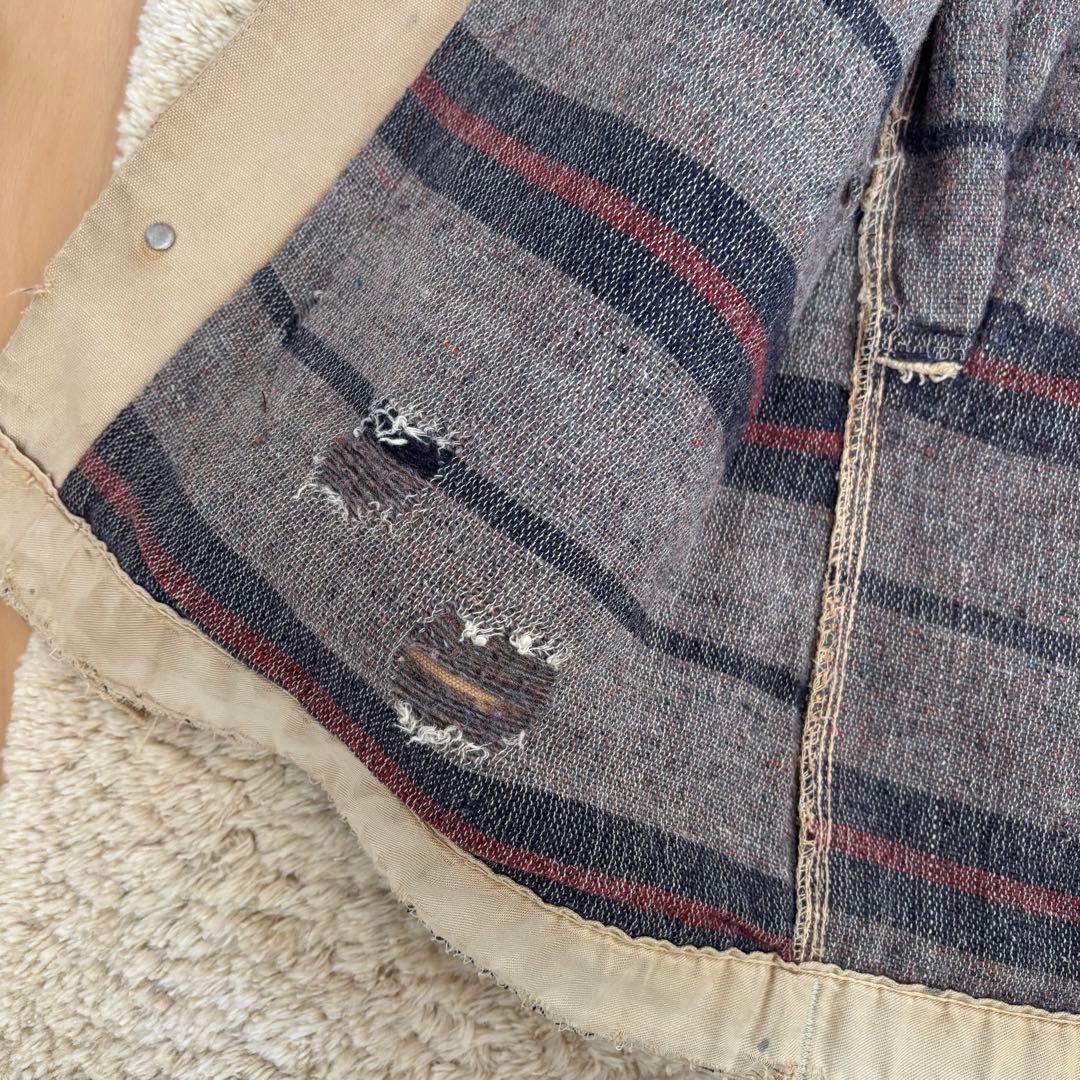 60s Carhartt デカC ミシガンチョアコート ブランケット 横縞