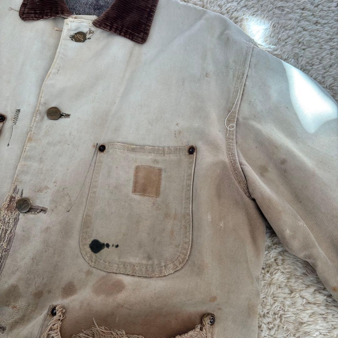 60s Carhartt デカC ミシガンチョアコート ブランケット 横縞