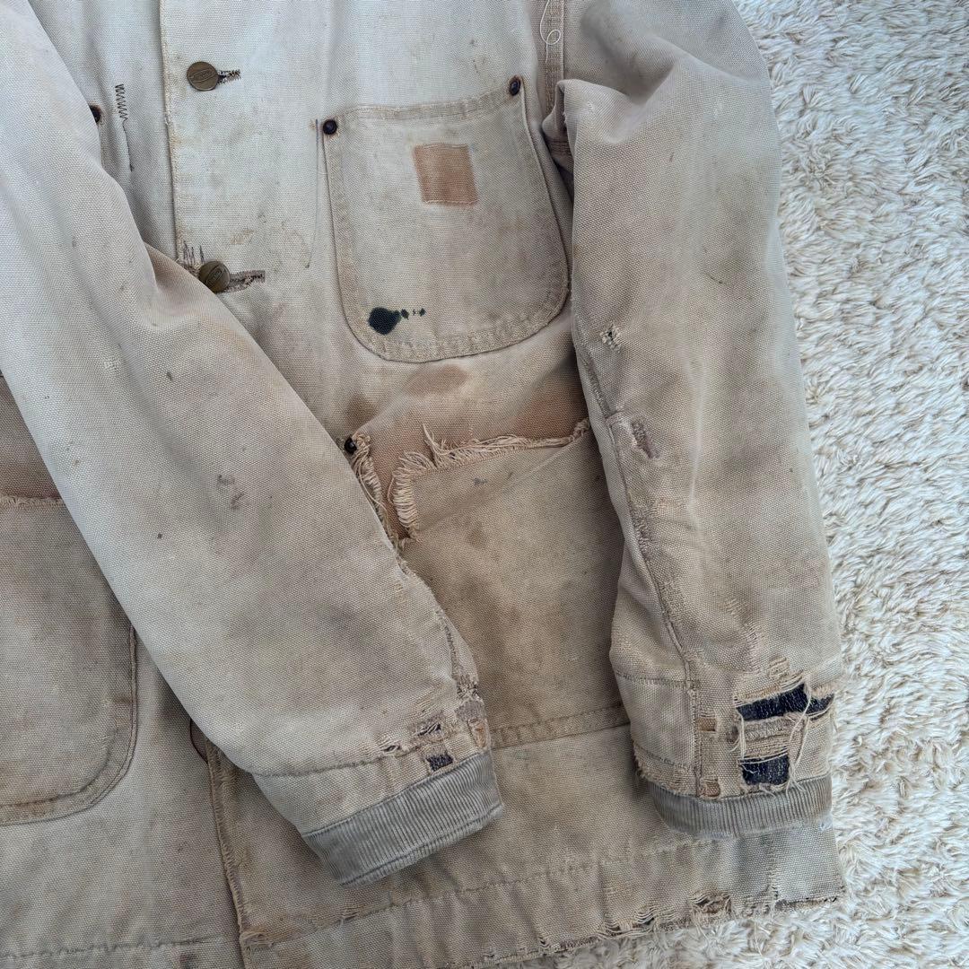 60s Carhartt デカC ミシガンチョアコート ブランケット 横縞