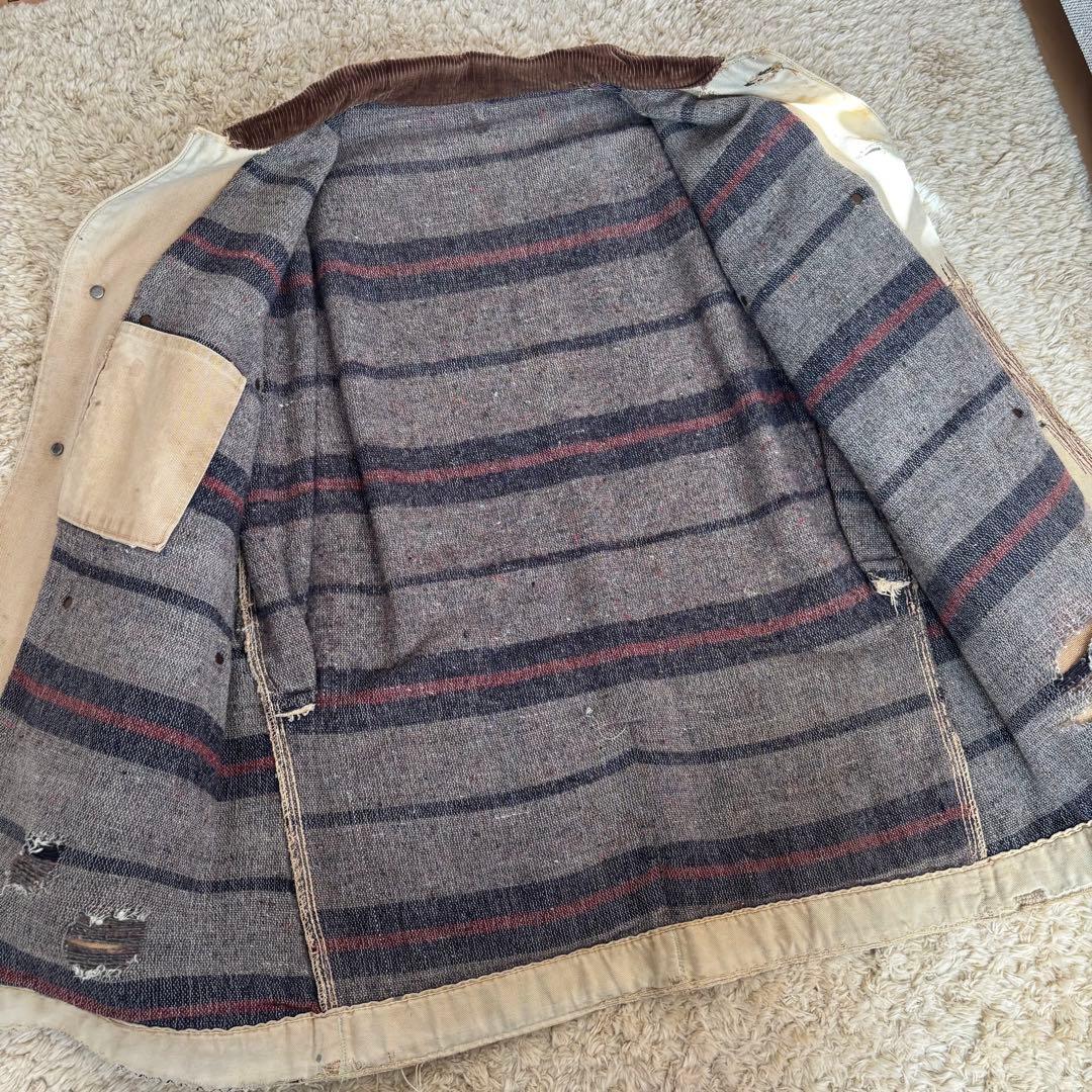 60s Carhartt デカC ミシガンチョアコート ブランケット 横縞