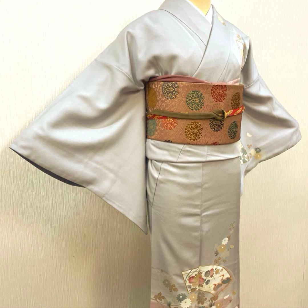 梅乃【175】正絹　訪問着　フルセット　白菫色　淡い　上品　お茶席