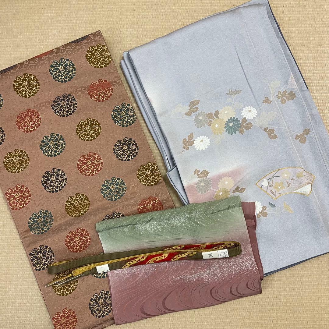 梅乃【175】正絹　訪問着　フルセット　白菫色　淡い　上品　お茶席