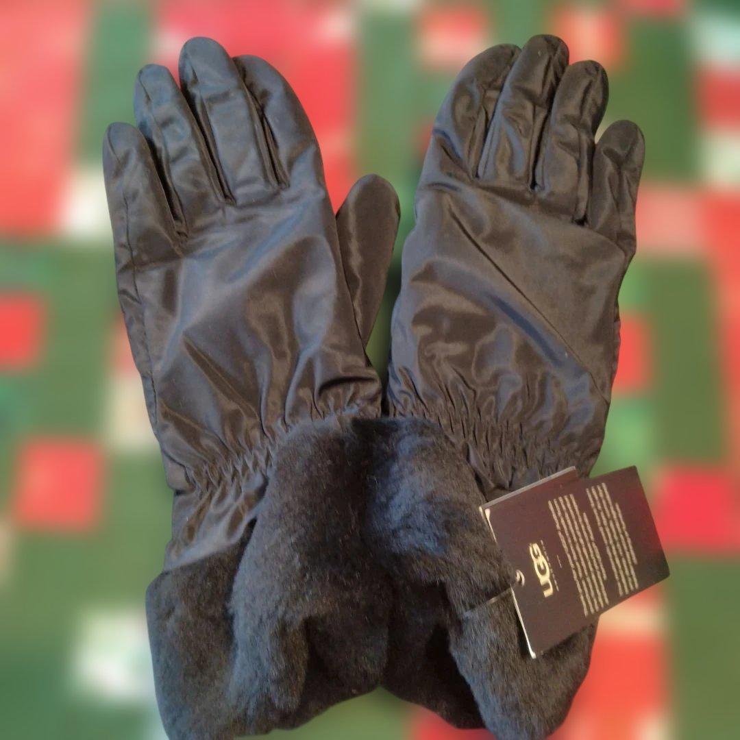 UGG ブラック ファー付き手袋 L/XL