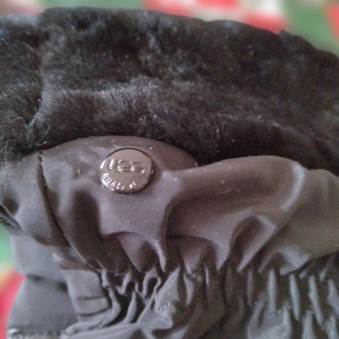 UGG ブラック ファー付き手袋 L/XL