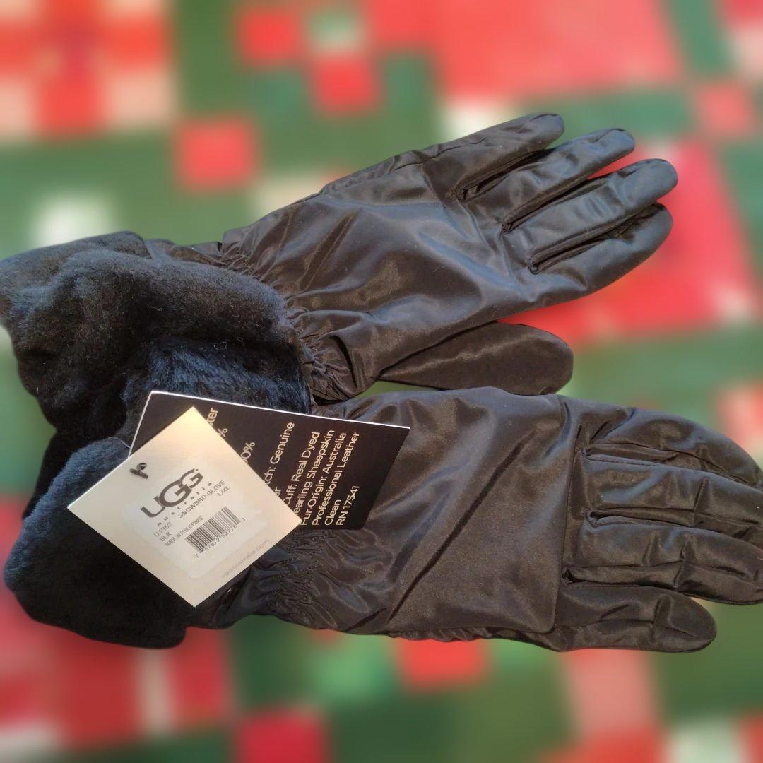 UGG ブラック ファー付き手袋 L/XL