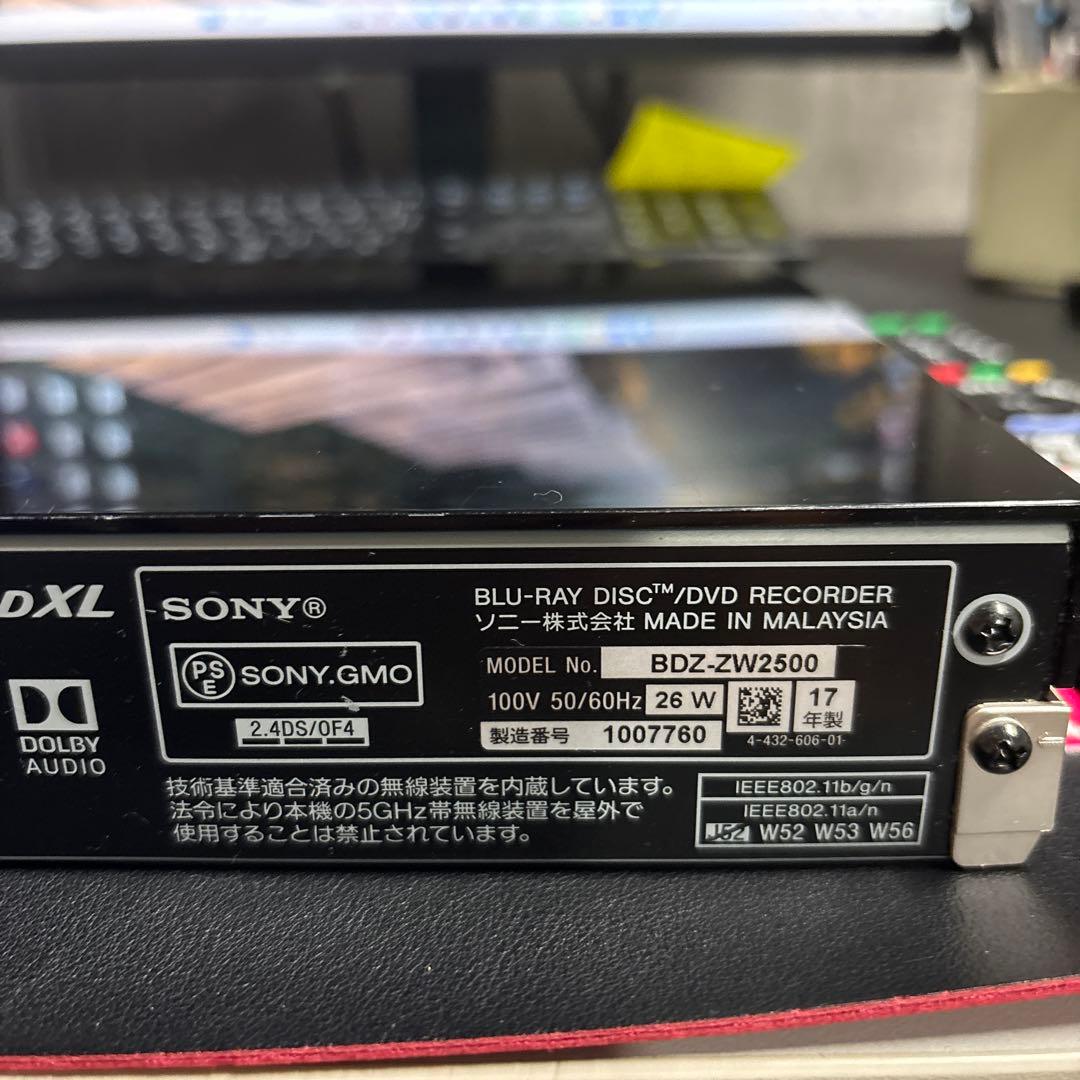 SONY 4K対応 ブルーレイレコーダー BDZ-ZW2500