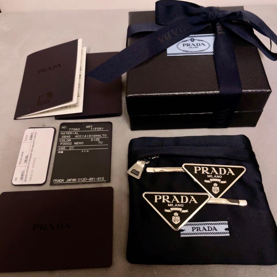 最終値下げ‼️プラダ PRADA シルバートライアングル メタルヘアピン★BOX付