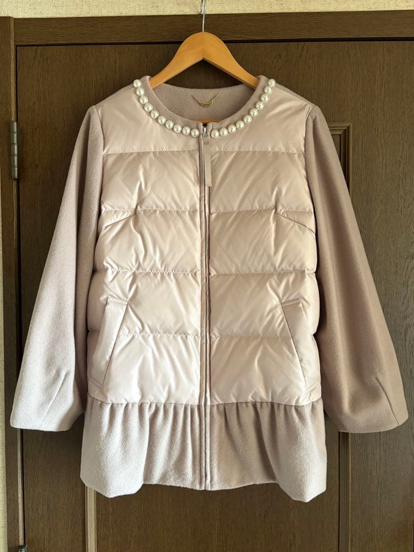 Rose Tiara パール付ノーカラージャケット 大きいサイズ 42