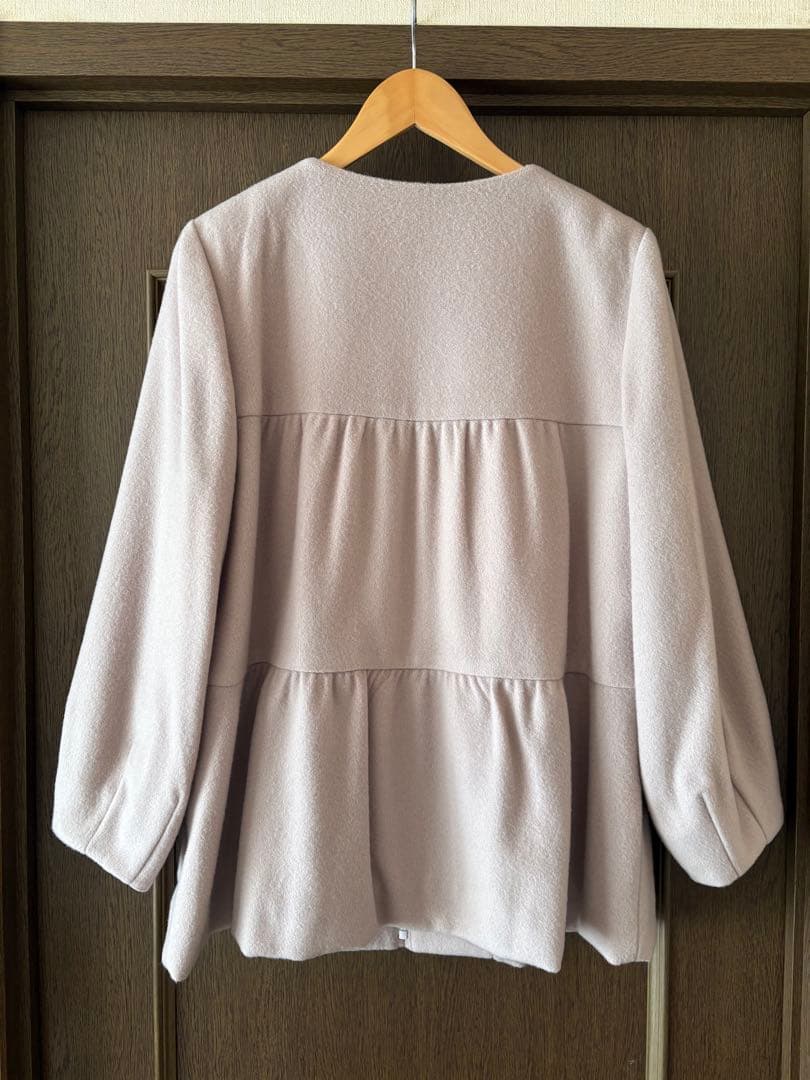 Rose Tiara パール付ノーカラージャケット 大きいサイズ 42