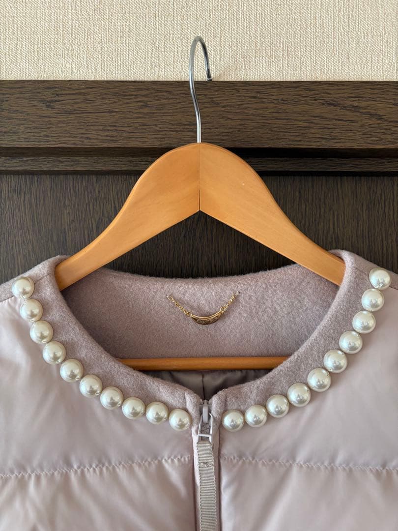 Rose Tiara パール付ノーカラージャケット 大きいサイズ 42