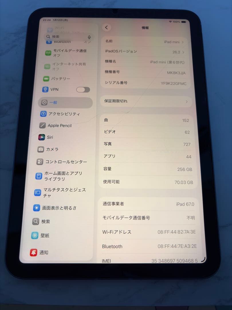 【特別仕様】iPad mini 第6世代 256GB パープル セルラーモデル