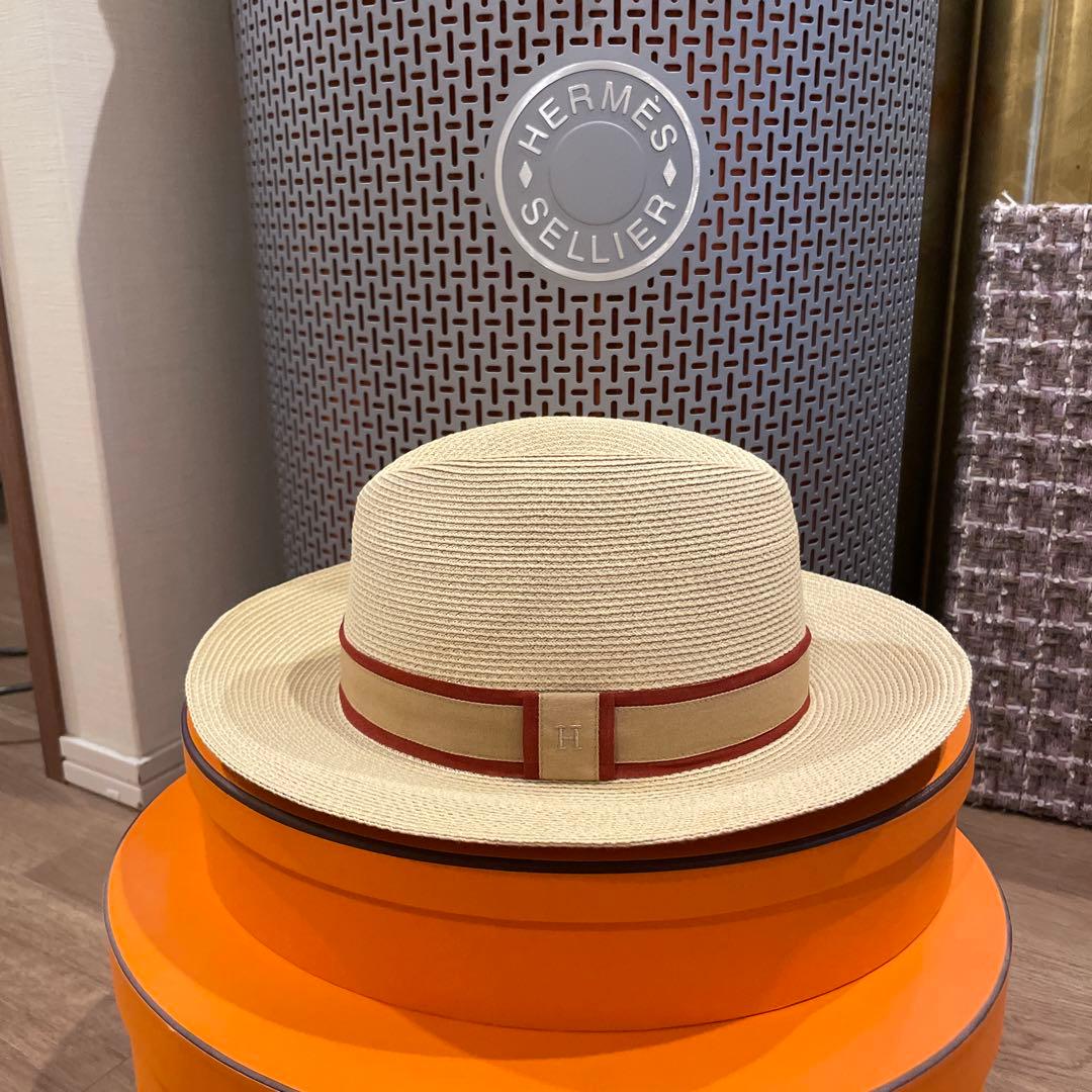 hermes ストローハット　57