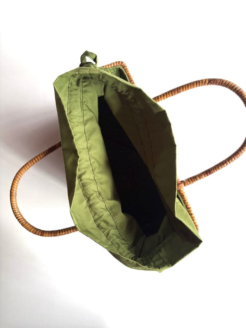 Angelus.A 【25SS/美品】手編みラタン かごバッグ 巾着付き籠 浴衣