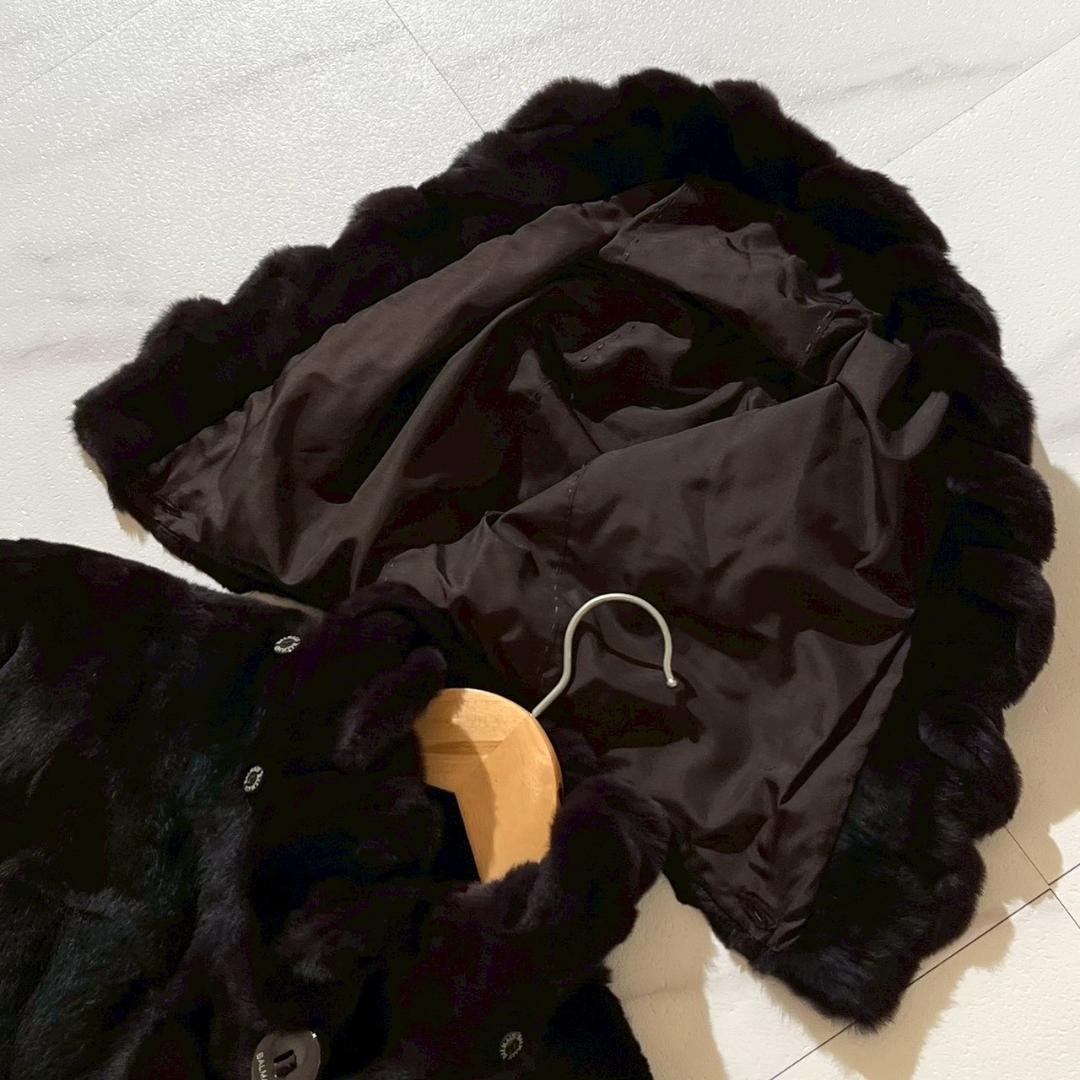 【極美品/L】 バルマン リバーシブル シェアードミンク ファーコート フード