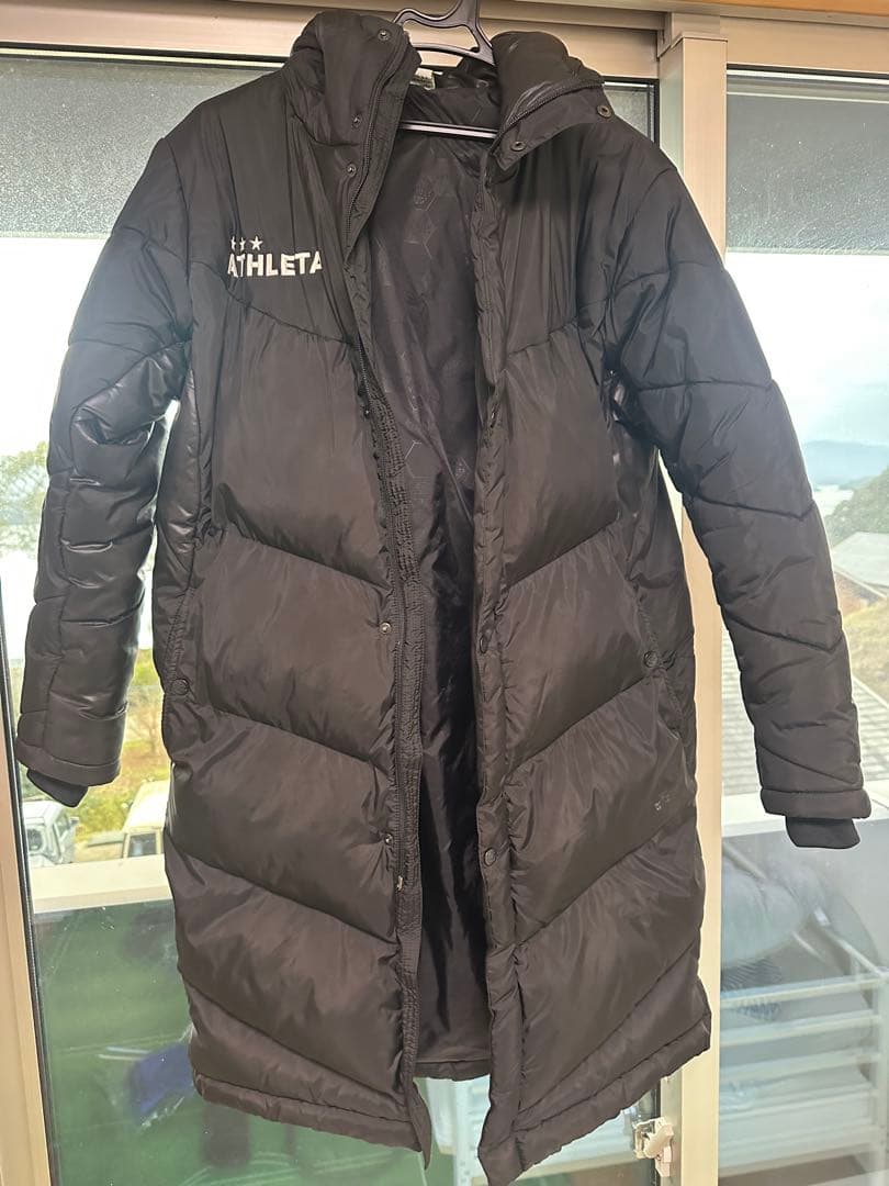 ATHLETA ブラック ダウンベンチコート S