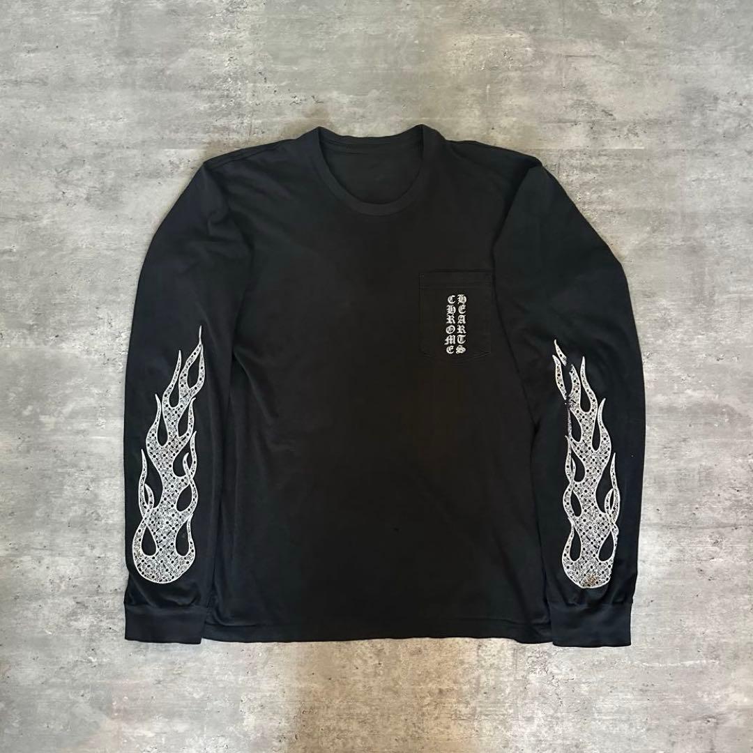 希少 鑑定済み国内正規品 CHROME HEARTSファイヤーパターン ロンT
