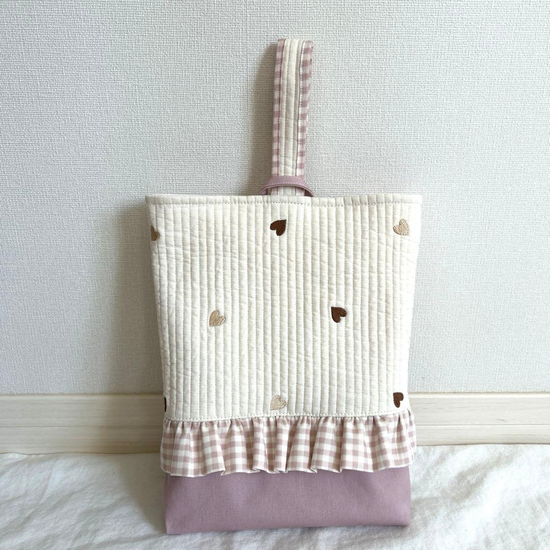 在庫セール✳︎　【ハート×くすみピンク】　3点セット➕上靴袋