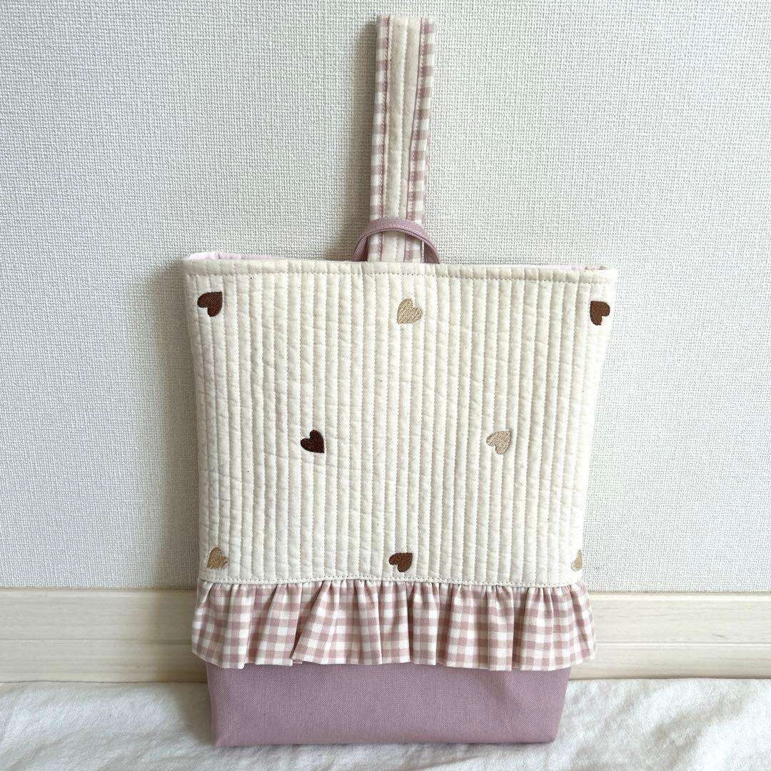 在庫セール✳︎　【ハート×くすみピンク】　3点セット➕上靴袋