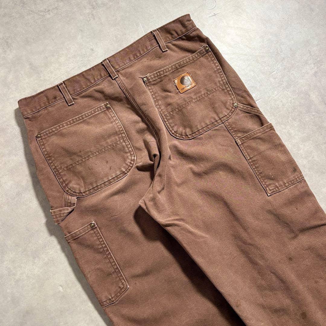 古着 90s Carhartt ダブルニー ワーク パンツ ブラウン usa製